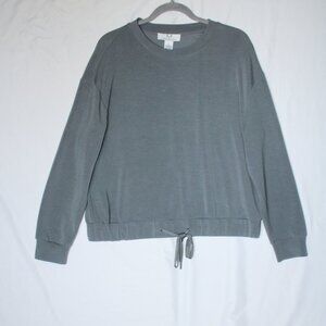 Magaschoni Womens Gray Pullover Sweatshirt Sweater Top Tie Waist Long Sleeve Med